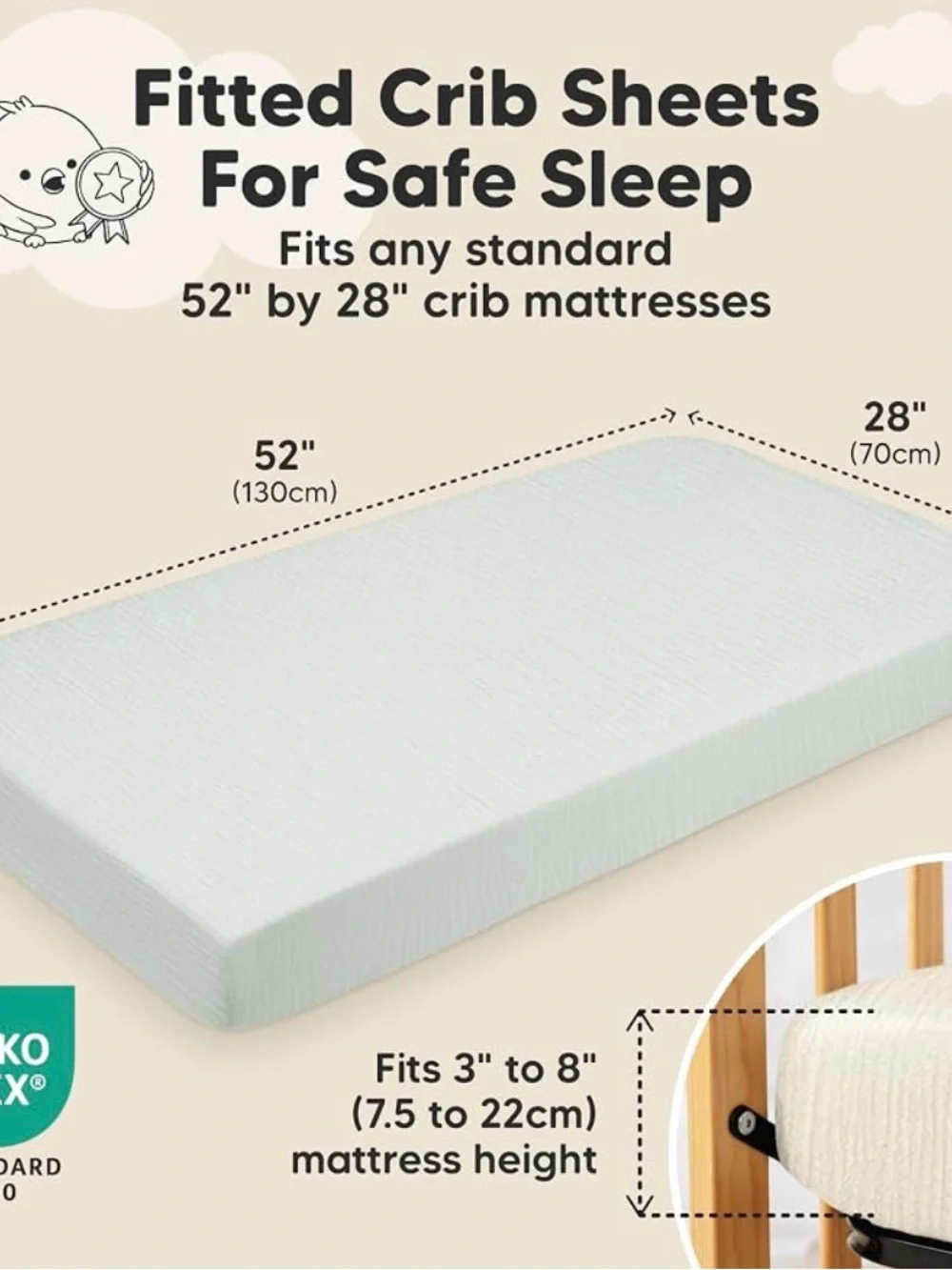 Cottonsis Muslin Crib Sheets - Dreamy Blue and Cloudy Gray Organic Cotton NWT